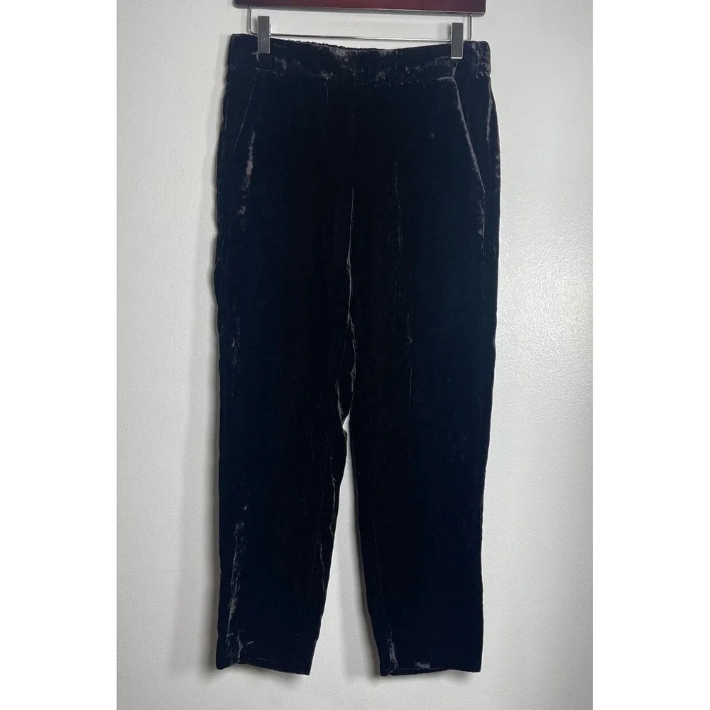 J.CREW Pull-on Easy Pant in Velvet‎ Size 4 Black NEW Party Holiday J5014
